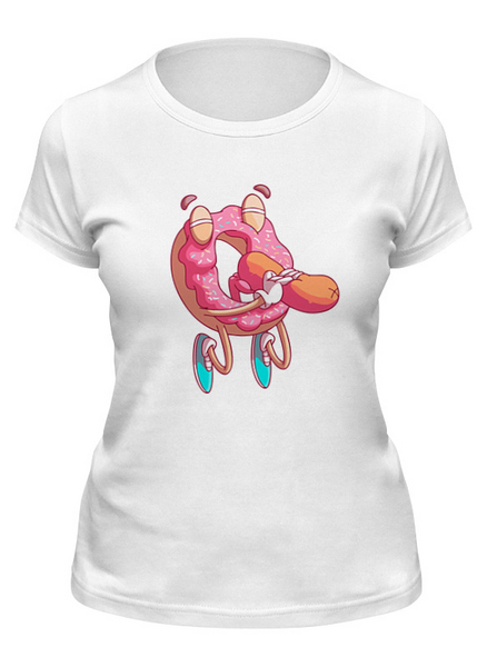 Заказать женскую футболку в Москве. Футболка классическая donut and sausage от ANDREI M - готовые дизайны и нанесение принтов.