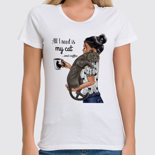 Заказать женскую футболку в Москве. Футболка классическая Cats LOVER🐱 от @kristy_art_k  - готовые дизайны и нанесение принтов.