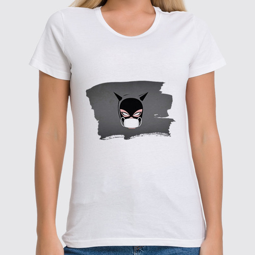 Заказать женскую футболку в Москве. Футболка классическая Женщина-кошка (Коллекция: Герои носят маски) от GeekFox  - готовые дизайны и нанесение принтов.