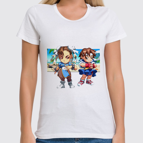 Заказать женскую футболку в Москве. Футболка классическая Street Fighter #mini Chuni & Sakura от StreetMag - готовые дизайны и нанесение принтов.