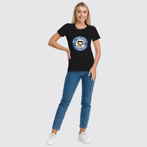Заказать женскую футболку в Москве. Футболка классическая Pittsburgh Penguins от Евгения Железкина - готовые дизайны и нанесение принтов.