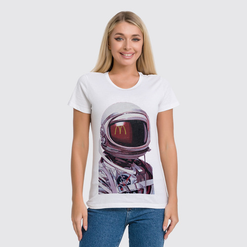 Заказать женскую футболку в Москве. Футболка классическая Космонавт NASA от HeyleyFox  - готовые дизайны и нанесение принтов.