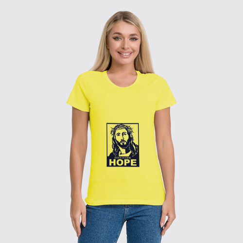 Заказать женскую футболку в Москве. Футболка классическая Иисус - наша надежда от god - готовые дизайны и нанесение принтов.