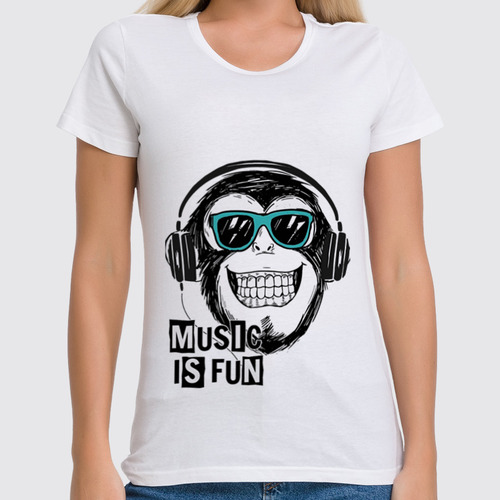Заказать женскую футболку в Москве. Футболка классическая Music is fun от fairpoker@mail.ru - готовые дизайны и нанесение принтов.