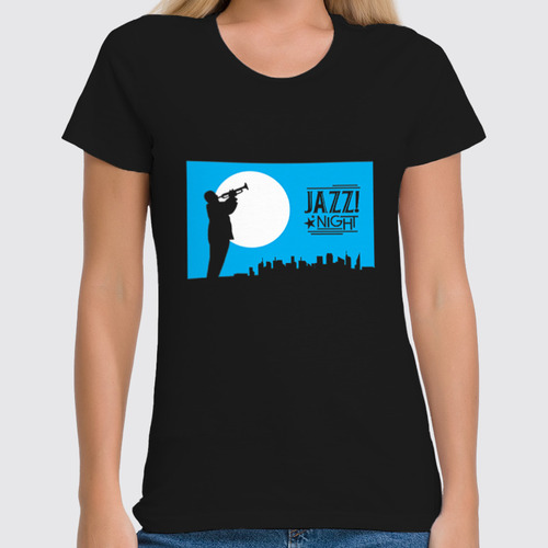 Заказать женскую футболку в Москве. Футболка классическая Ночь джаза от BeliySlon - готовые дизайны и нанесение принтов.
