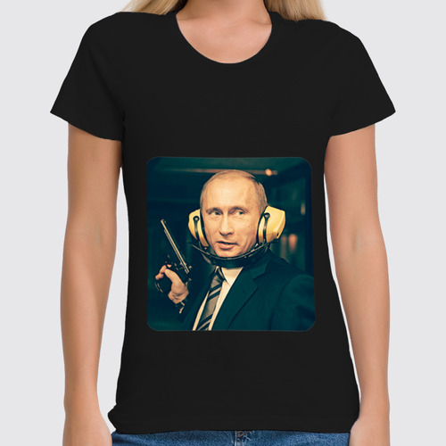 Заказать женскую футболку в Москве. Футболка классическая Vladimir Putin  от karbafoss - готовые дизайны и нанесение принтов.