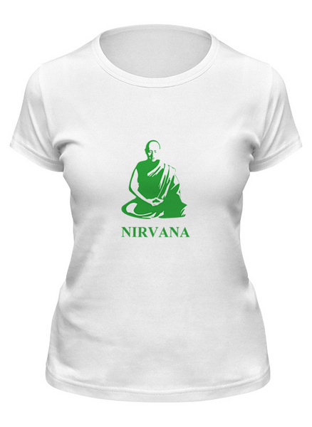 Заказать женскую футболку в Москве. Футболка классическая Nirvana-green от LINGAM ART | lingam.ord@gmail.com - готовые дизайны и нанесение принтов.