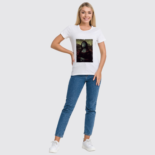 Заказать женскую футболку в Москве. Футболка классическая Мона Лиза арт от Savara - готовые дизайны и нанесение принтов.