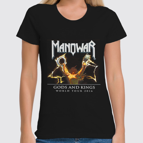 Заказать женскую футболку в Москве. Футболка классическая Manowar Band от Leichenwagen - готовые дизайны и нанесение принтов.