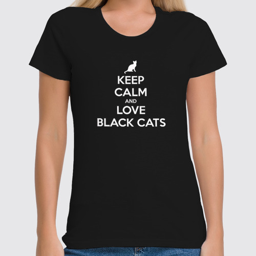 Заказать женскую футболку в Москве. Футболка классическая люблю котов от queen  - готовые дизайны и нанесение принтов.