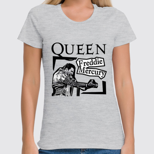 Заказать женскую футболку в Москве. Футболка классическая Freddie Mercury - Queen от Leichenwagen - готовые дизайны и нанесение принтов.