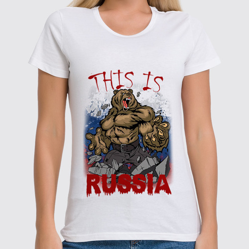 Заказать женскую футболку в Москве. Футболка классическая Это Россия от qlllp.ru - готовые дизайны и нанесение принтов.