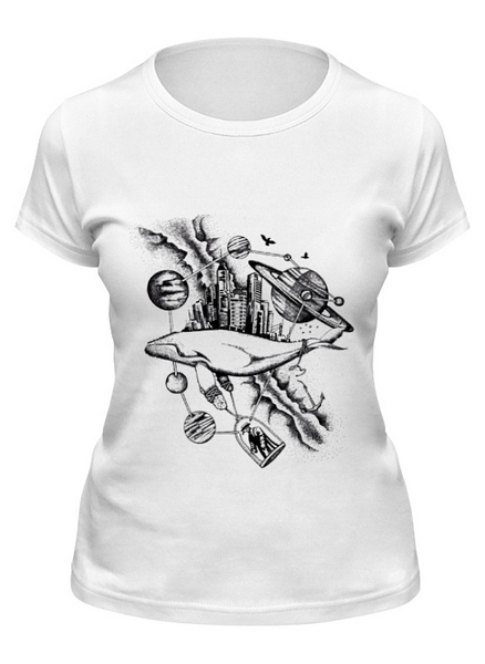 Заказать женскую футболку в Москве. Футболка классическая The Megapolis whale от Troy - Angel - готовые дизайны и нанесение принтов.