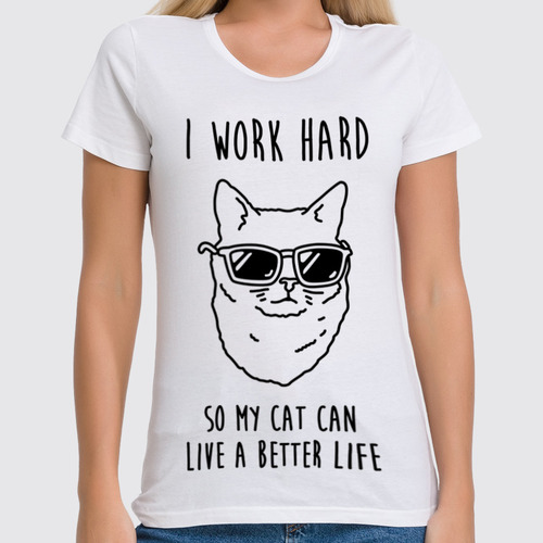 Заказать женскую футболку в Москве. Футболка классическая Мой кот от geekbox - готовые дизайны и нанесение принтов.