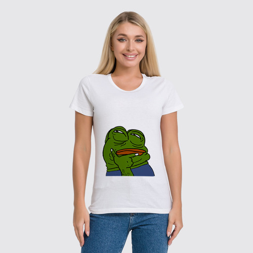 Заказать женскую футболку в Москве. Футболка классическая Pepe the Frog от denis01001 - готовые дизайны и нанесение принтов.