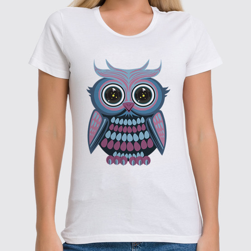 Заказать женскую футболку в Москве. Футболка классическая Сова (Owl) от nadegda - готовые дизайны и нанесение принтов.