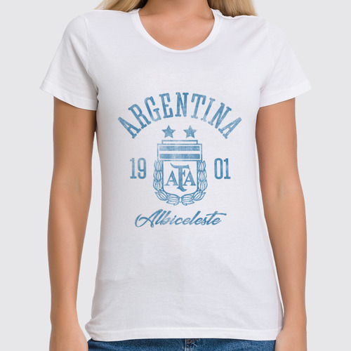 Заказать женскую футболку в Москве. Футболка классическая Сборная Аргентины от geekbox - готовые дизайны и нанесение принтов.
