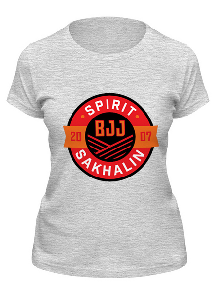 Заказать женскую футболку в Москве. Футболка классическая Spirit BJJ Sakhalin Logo (Gray) от kiralabu - готовые дизайны и нанесение принтов.