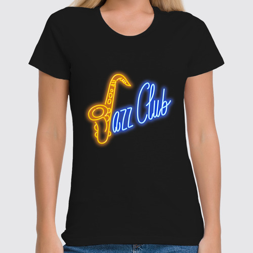 Заказать женскую футболку в Москве. Футболка классическая Джаз Клуб (Jazz Club) от BeliySlon - готовые дизайны и нанесение принтов.