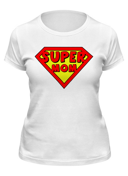 Заказать женскую футболку в Москве. Футболка классическая Супер мама от ANDREI M - готовые дизайны и нанесение принтов.