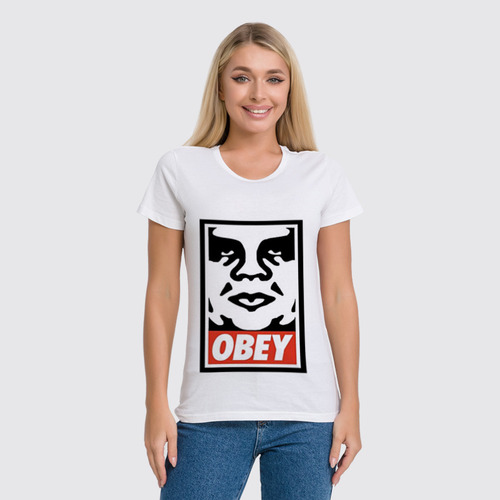 Заказать женскую футболку в Москве. Футболка классическая obey. от ansheg - готовые дизайны и нанесение принтов.