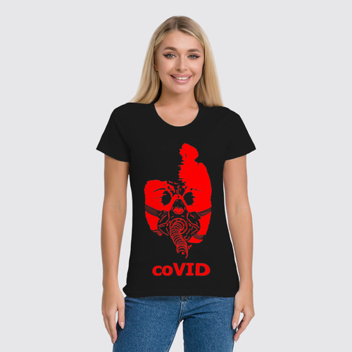 Заказать женскую футболку в Москве. Футболка классическая coVID от Дана Столыпина - готовые дизайны и нанесение принтов.