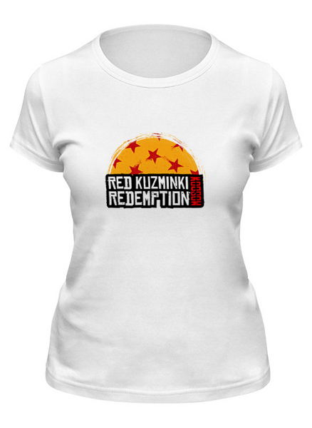 Заказать женскую футболку в Москве. Футболка классическая Red Kuzminki Moscow Redemption от kamal-creations - готовые дизайны и нанесение принтов.