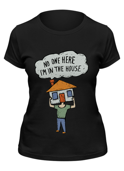 Заказать женскую футболку в Москве. Футболка классическая Майка интроверта "Я в домике" от Crowhouse - готовые дизайны и нанесение принтов.