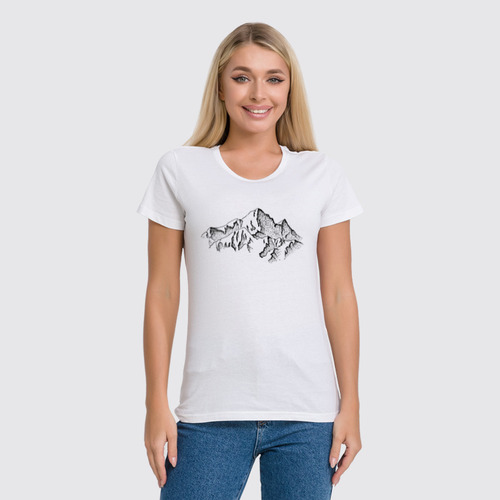 Заказать женскую футболку в Москве. Футболка классическая Mountains от oneredfoxstore@gmail.com - готовые дизайны и нанесение принтов.
