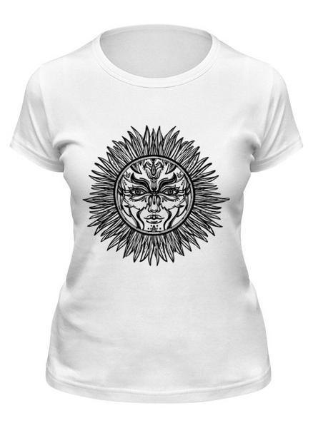 Заказать женскую футболку в Москве. Футболка классическая Символ солнца от Leichenwagen - готовые дизайны и нанесение принтов.