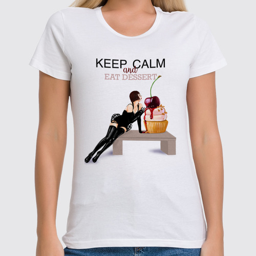 Заказать женскую футболку в Москве. Футболка классическая Keep calm от irinabuzova86@yandex.ru - готовые дизайны и нанесение принтов.
