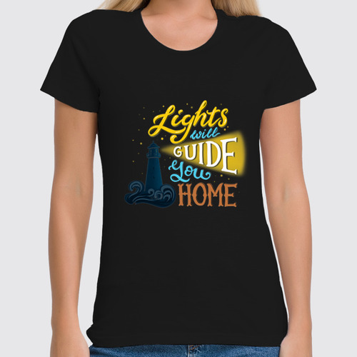 Заказать женскую футболку в Москве. Футболка классическая Lights will guide you home от Алена Суманеева - готовые дизайны и нанесение принтов.