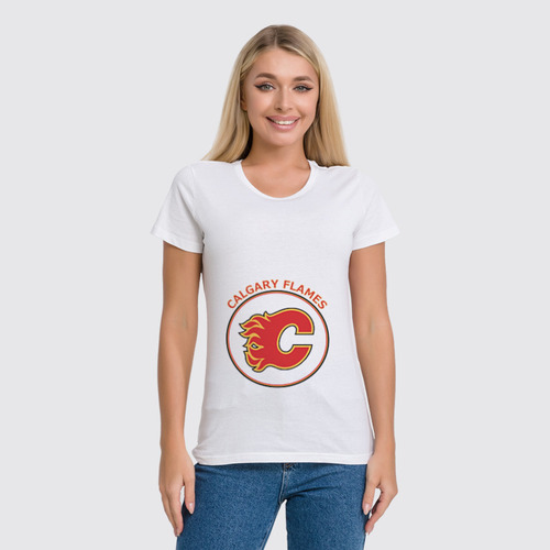 Заказать женскую футболку в Москве. Футболка классическая Calgary Flames, от kspsshop - готовые дизайны и нанесение принтов.