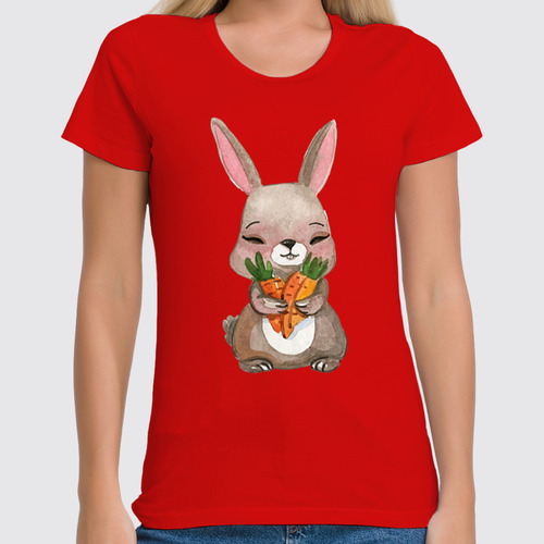 Заказать женскую футболку в Москве. Футболка классическая Кролик от nadegda - готовые дизайны и нанесение принтов.