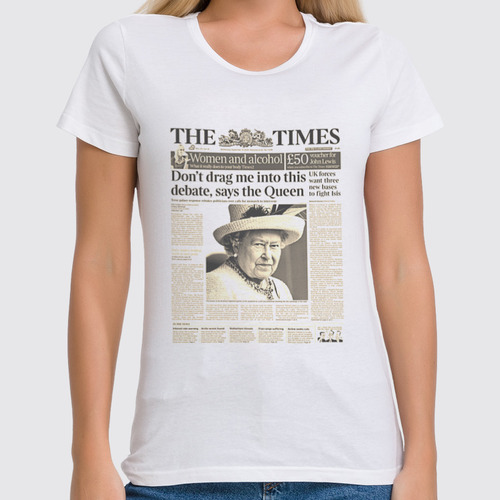 Заказать женскую футболку в Москве. Футболка классическая the Times от Picasso - готовые дизайны и нанесение принтов.