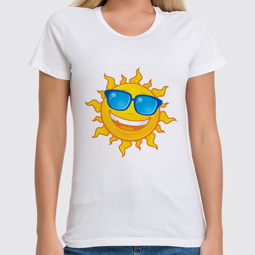 Заказать женскую футболку в Москве. Футболка классическая Солнце от hideo_kojima - готовые дизайны и нанесение принтов.
