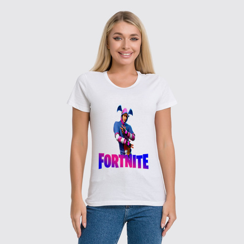 Заказать женскую футболку в Москве. Футболка классическая Fortnite от  PRO_DESIGN - готовые дизайны и нанесение принтов.