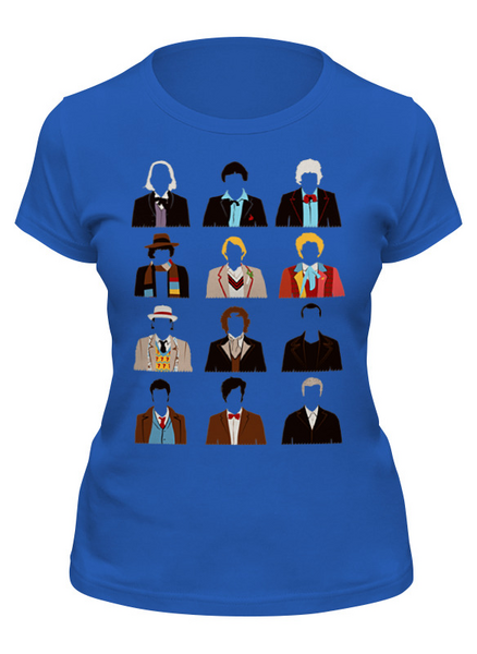 Заказать женскую футболку в Москве. Футболка классическая Двенадцать Докторов от printik - готовые дизайны и нанесение принтов.