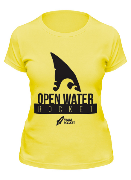 Заказать женскую футболку в Москве. Футболка классическая Open Water Rocket от Swimrocket - школа плавания - готовые дизайны и нанесение принтов.