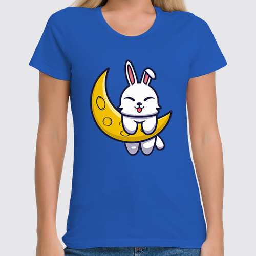 Заказать женскую футболку в Москве. Футболка классическая Кролик на луне от skynatural - готовые дизайны и нанесение принтов.