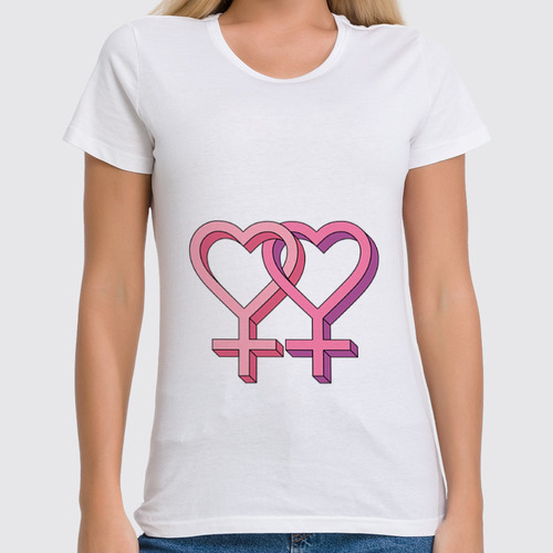 Заказать женскую футболку в Москве. Футболка классическая Lesbian love от td-1991@yandex.ru - готовые дизайны и нанесение принтов.