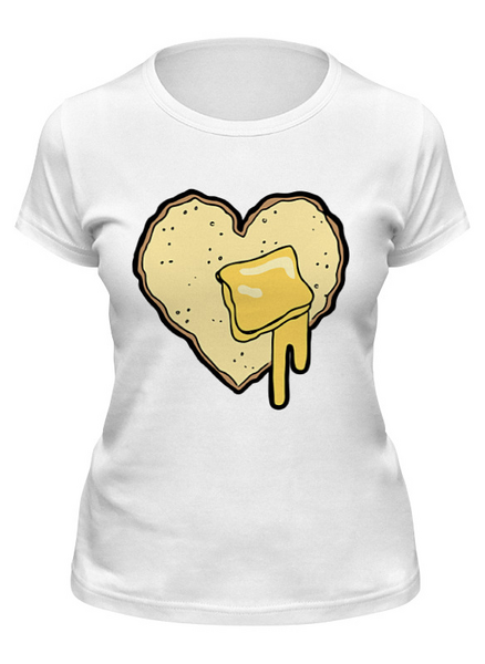 Заказать женскую футболку в Москве. Футболка классическая Хлеб с маслом от Zamula - готовые дизайны и нанесение принтов.