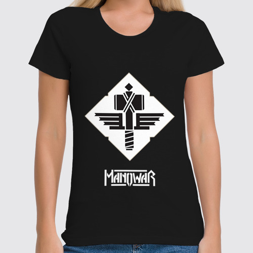 Заказать женскую футболку в Москве. Футболка классическая Manowar Band от Leichenwagen - готовые дизайны и нанесение принтов.