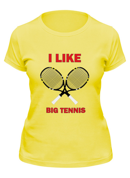 Заказать женскую футболку в Москве. Футболка классическая I like big tennis от rybdenis1@mail.ru - готовые дизайны и нанесение принтов.