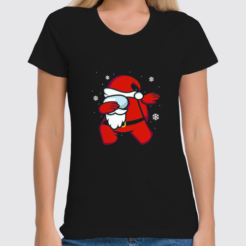 Заказать женскую футболку в Москве. Футболка классическая Among Us Santa Dab от El Fox - готовые дизайны и нанесение принтов.