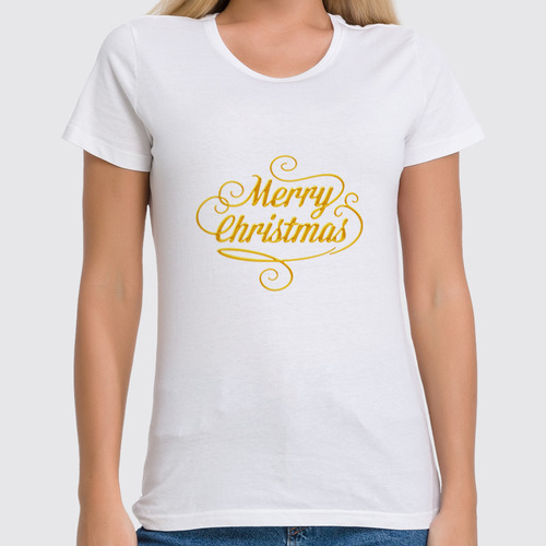 Заказать женскую футболку в Москве. Футболка классическая Merry Christmas от THE_NISE  - готовые дизайны и нанесение принтов.
