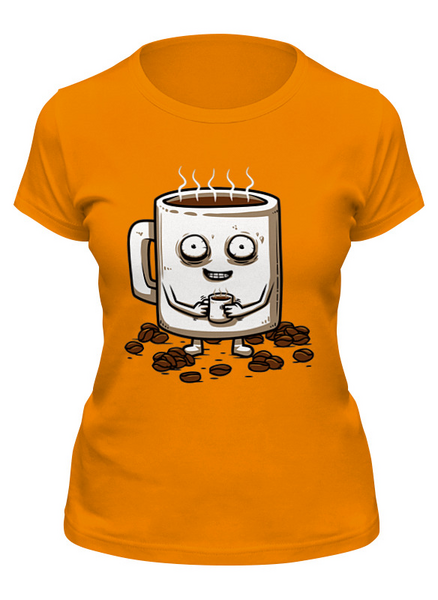 Заказать женскую футболку в Москве. Футболка классическая Кофе (Coffee) от Yaroslava - готовые дизайны и нанесение принтов.