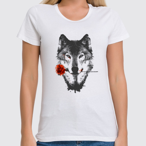 Заказать женскую футболку в Москве. Футболка классическая Wolf&Rose от balden - готовые дизайны и нанесение принтов.