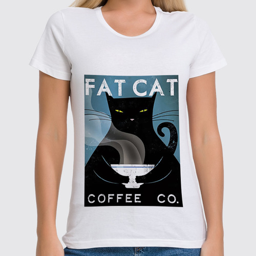 Заказать женскую футболку в Москве. Футболка классическая Fat Cat от Pinky-Winky - готовые дизайны и нанесение принтов.