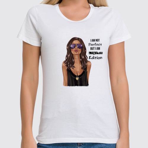 Заказать женскую футболку в Москве. Футболка классическая “I am limited Edition” от @kristy_art_k  - готовые дизайны и нанесение принтов.